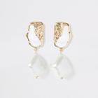 River Island Womens Gold Colour Textured Pearl Drop Earrings