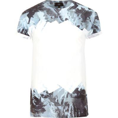 River Island Mens White And Camo Fade Print T-shirt