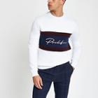 River Island Mens White Prolific Block Slim Fit Sweatshirt