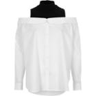 River Island Womens White Ls Ruby Rib Hybrid Shirt