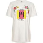 River Island Womens White 'paris' Floral Print Boyfriend T-shirt
