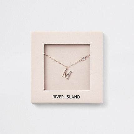 River Island Womens Rose Gold Tone 'm' Initial Necklace