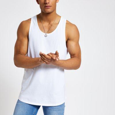 River Island Mens White Slim Fit Racer Backk