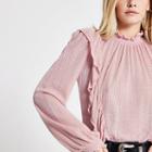 River Island Womens Petite Frill Front Pointelle Top
