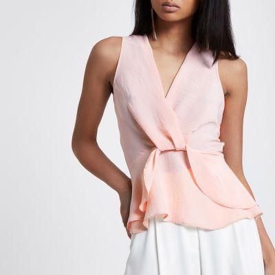 River Island Womens Twist Front Frill Hem Top