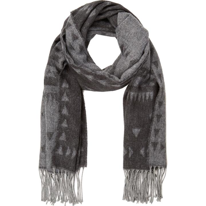 River Island Mensgrey Woven Geometric Scarf