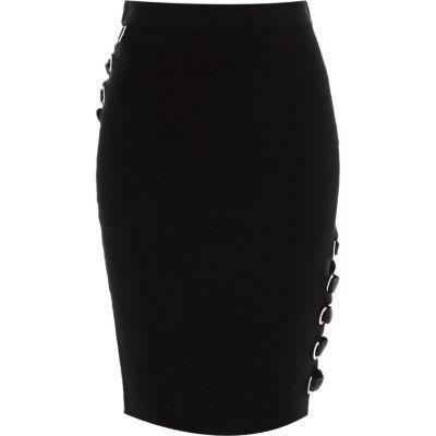 River Island Womens Bodycon Midi Eyelet Detail Skirt