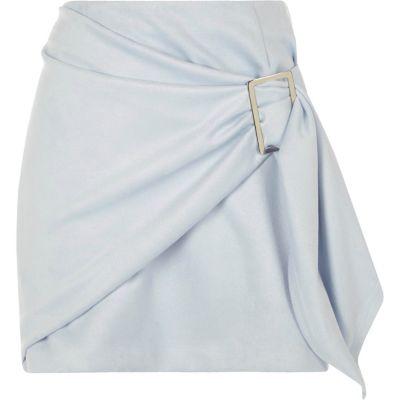 River Island Womens Faux Suede Wrap Front Mini Skirt