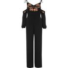 River Island Womens Embroidered Wide Leg Jumpsuit