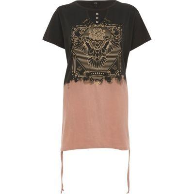 River Island Womens Petite Printed Ruched Side T-shirt Dress