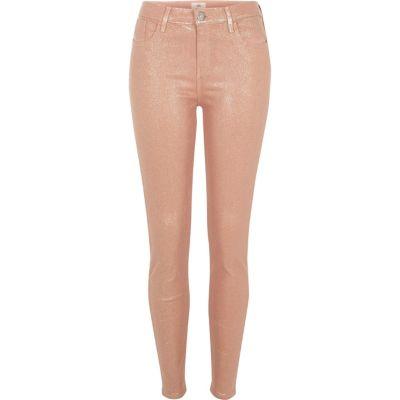 River Island Womens Glitter Coated Amelie Skinny Jeans