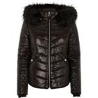 River Island Womens High Shine Hooded Quilted Jacket