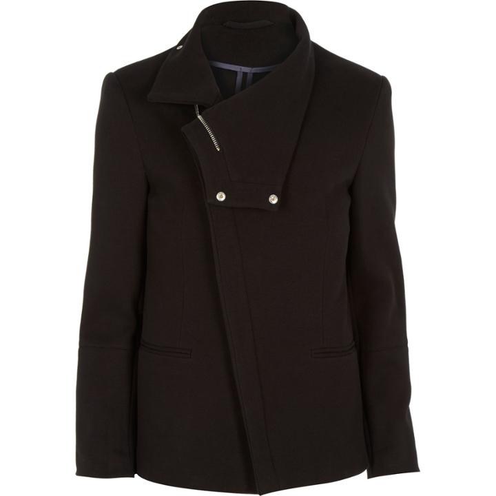 River Island Mensblack Jersey Asymmetric Cowl Neck Blazer