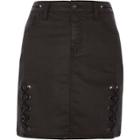 River Island Womens Coated Lace-up Mini Skirt