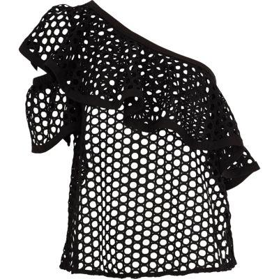 River Island Womens Crochet Lace One Shoulder Top
