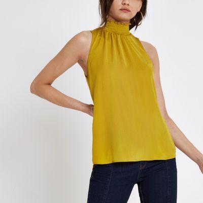 River Island Womens Shirred Neck Sleeveless Top