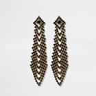 River Island Womens Emerald Tone Rhinestone Drape Drop Earrings