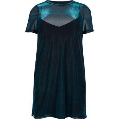 River Island Womens Plus Metallic Mesh T-shirt Dress