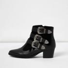 River Island Womens Leather Western Buckle Strappy Boots