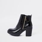River Island Womens Chunky Croc Embossed Ankle Boots
