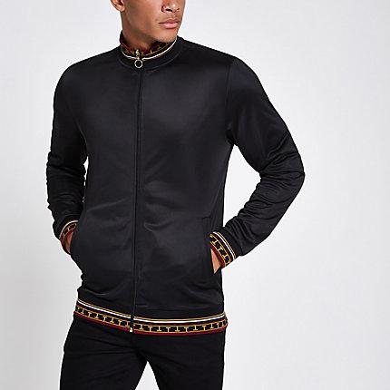 River Island Mens Slim Baroque Print Trim Track Jacket