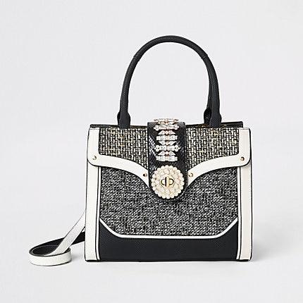 River Island Womens Boucle Diamante Embellished Tote Bag