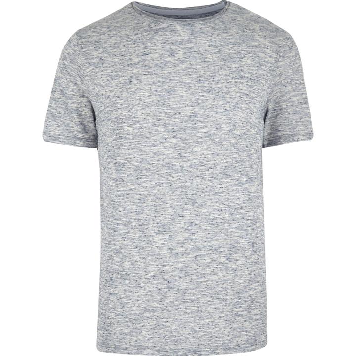 River Island Mensblue Plain Short Sleeve T-shirt