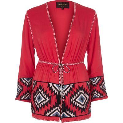 River Island Womens Aztec Embroidered Beach Kimono