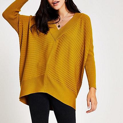 River Island Womens Ribbed V Neck Knitted Jumper