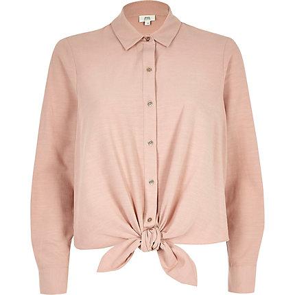 River Island Womens Petite Tie Front Shirt