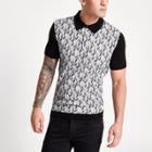 River Island Mens Jacquard Knit Slim Fit Polo Shirt