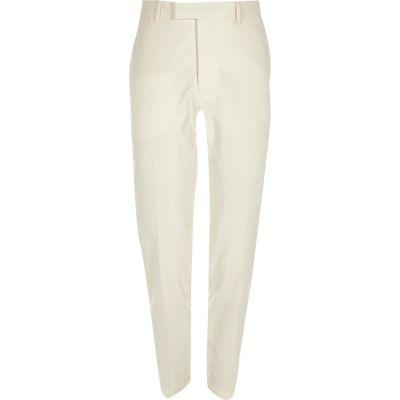 River Island Mens White Satin Trim Skinny Fit Suit Trousers
