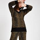 River Island Womens Knit Snake Print V Neck Jumper