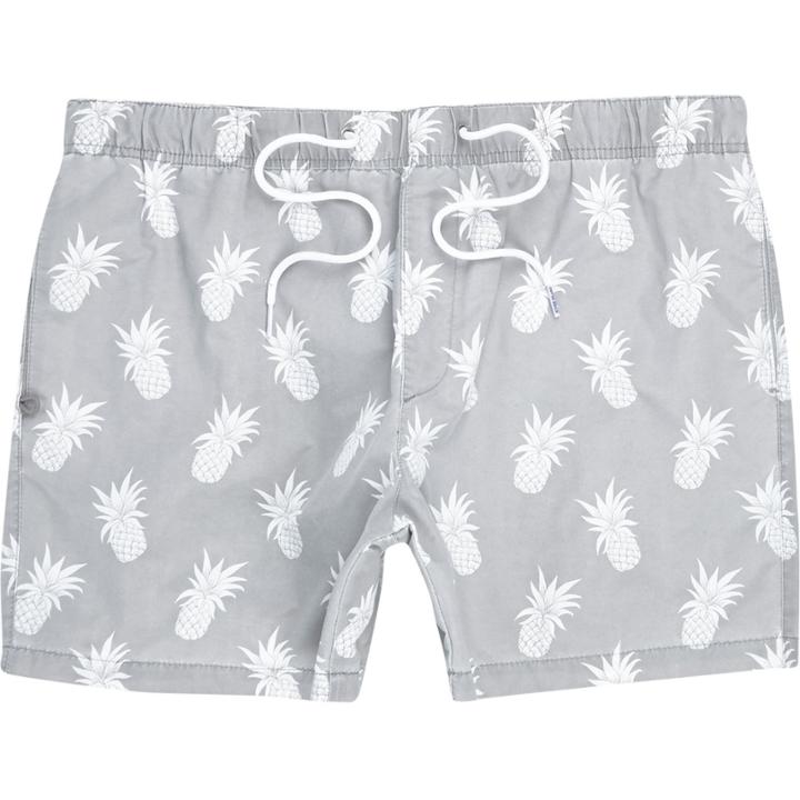 River Island Mensgrey Pineapple Swim Shorts