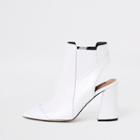 River Island Womens White Leather Open Back Shoe Boots