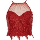 River Island Womens Floral Lace Mesh Inert High Neck Bralet