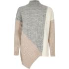 River Island Womens Cable Knit Panel Turtleneck Sweater