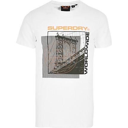 River Island Mens Superdry White Printed Short Sleeve T-shirt