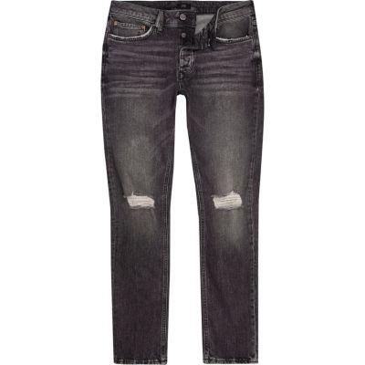 River Island Mens Washed Ripped Knee Dylan Slim Fit Jeans