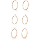River Island Womens Gold Tone Textured Hoop Earrings Pack