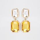 River Island Womens Gold Tone Amber Crystal Drop Earrings