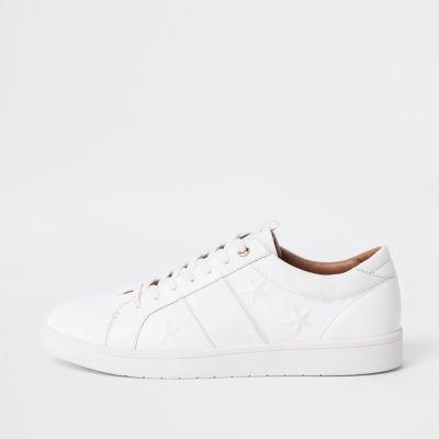 River Island Mens White Star Embossed Sneakers
