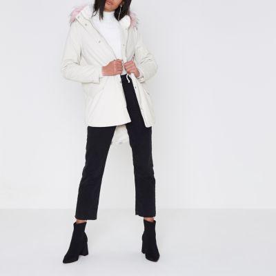 River Island Womens Faux Fur Trim Short Parka Coat