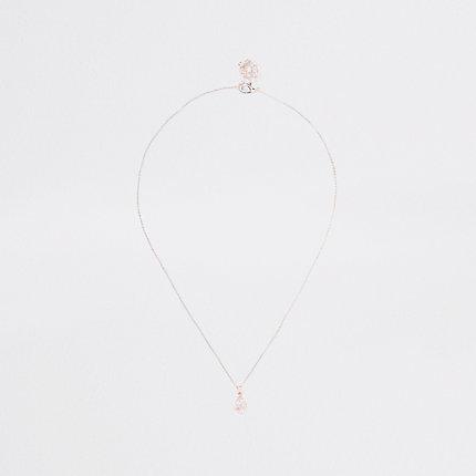 River Island Womens Rose Gold Cubic Zirconia Teardrop Necklace