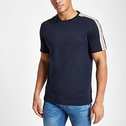 River Island Mens Slim Fit Tape Crew Neck T-shirt