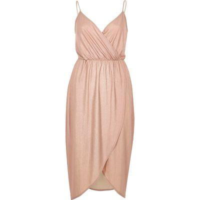 River Island Womens Metallic Wrap Slip Dress