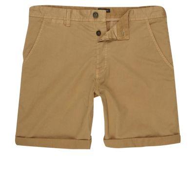 River Island Mens Brown Rolled Hem Chino Shorts