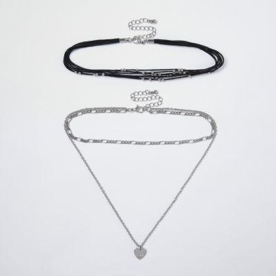 River Island Womens Heart Layered Choker Necklace Set