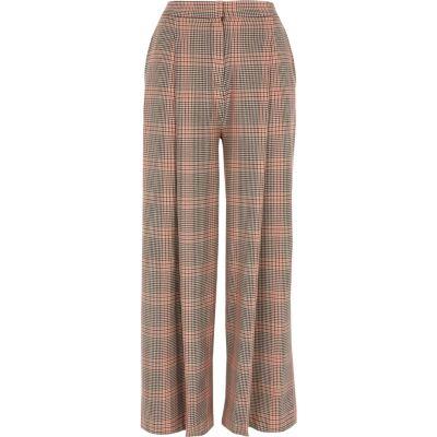 River Island Womens Check Wide Leg Pants