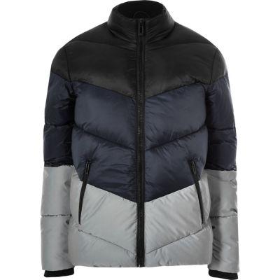 River Island Mens Color Block Reflective Padded Jacket